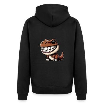 Funny Dino T-Rex Laughing Cartoon Character - Unisex Premium Organic Zip Hoodie - black - Back - Nico (187cm)