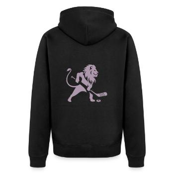 Löwe Eishockey Silhouette - Unisex Premium Bio Zip Hoodie - Schwarz - Hinten - Nico (187cm)