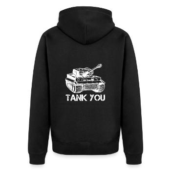 Tank Thank You Tank You - Unisex Premium Organic Zip Hoodie - black - Back - Nico (187cm)