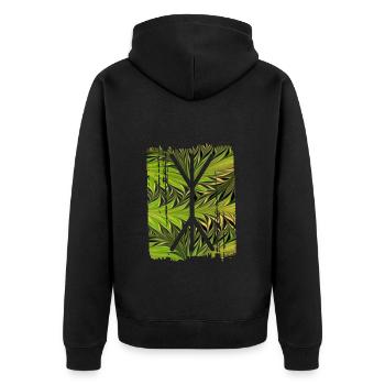 yggdrasil rune e 101 - Unisex Premium Bio Zip Hoodie - Schwarz - Hinten - Nico (187cm)