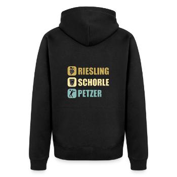Schorle Riesling Pfalz Mundart Woi Dubbeglas Motiv - Unisex Premium Bio Zip Hoodie - Schwarz - Hinten - Nico (187cm)