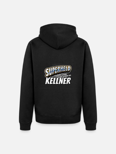 Superheld, clever getarnt als Kellner - Unisex Premium Bio Zip Hoodie - Schwarz