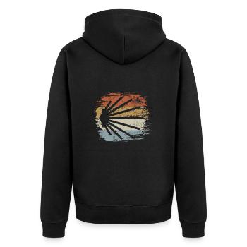 Camino - Camino de Santiago - Pilgrimage - Retro Vintage - Unisex Premium Organic Zip Hoodie - black - Back - Nico (187cm)