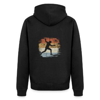 Rétro - Vintage - Silhouette Escrime - Veste à capuche bio Premium Unisexe - noir - Dos - Nico (187cm)