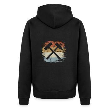 Bergbau - Glück auf - Schacht - Kohlegrube - Unisex Premium Bio Zip Hoodie - Schwarz - Hinten - Nico (187cm)