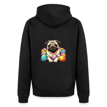 Cute Pug Easter Easter Egg Cartoon Relax Chill - Unisex Premium Organic Zip Hoodie - black - Back - Nico (187cm)