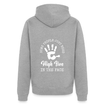 Sarkasmus Komisch Kollegen Provokation - Unisex Premium Bio Zip Hoodie - Grau meliert - Hinten - Nico (187cm)