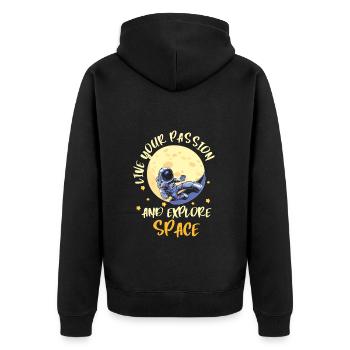 Space Shuttle Weightless Star Planet - Unisex Premium Organic Zip Hoodie - black - Back - Nico (187cm)