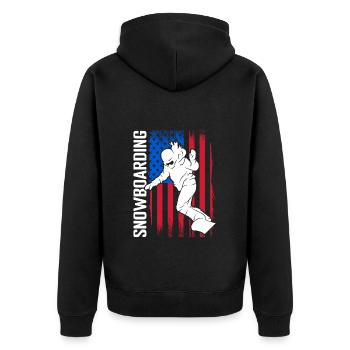 Snowboarder Snow Ski Holiday Pistensau - Unisex Premium Organic Zip Hoodie - black - Back - Nico (187cm)
