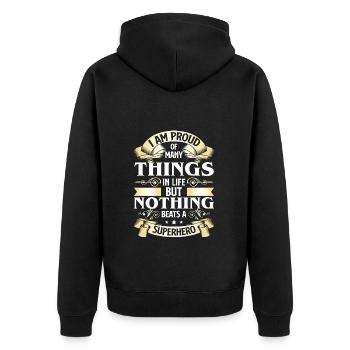 Hero Save Cape - Unisex Premium Organic Zip Hoodie - black - Back - Nico (187cm)