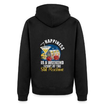 Spielautomat Slot Spielhalle Lucky 7 - Unisex Premium Bio Zip Hoodie - Schwarz - Hinten - Nico (187cm)
