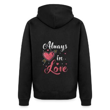 Herz Paar Herzen Hochzeit - Unisex Premium Bio Zip Hoodie - Schwarz - Hinten - Nico (187cm)