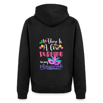 Maskerade Festival Zweites Gesicht - Unisex Premium Bio Zip Hoodie - Schwarz - Hinten - Nico (187cm)
