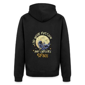 Space, Spaceflight, Weightless, Moon - Unisex Premium Organic Zip Hoodie - black - Back - Nico (187cm)