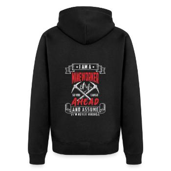 Miner Mine Miner - Unisex Premium Organic Zip Hoodie - black - Back - Nico (187cm)