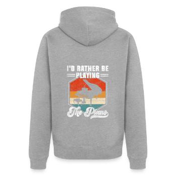 Piano Komponist Künstler Musikinstrument - Unisex Premium Bio Zip Hoodie - Grau meliert - Hinten - Nico (187cm)