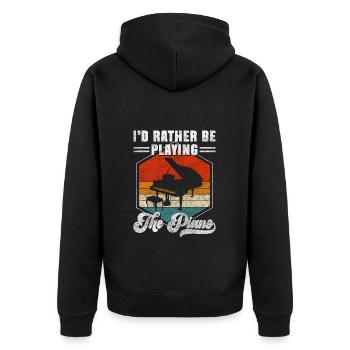 Piano Komponist Künstler Musikinstrument - Unisex Premium Bio Zip Hoodie - Schwarz - Hinten - Nico (187cm)