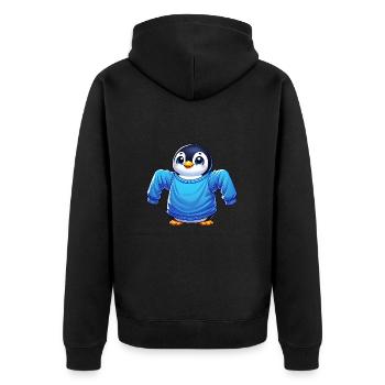 Mignon pingouin de dessin animé Vêtements grande taille - Veste à capuche bio Premium Unisexe - noir - Dos - Nico (187cm)