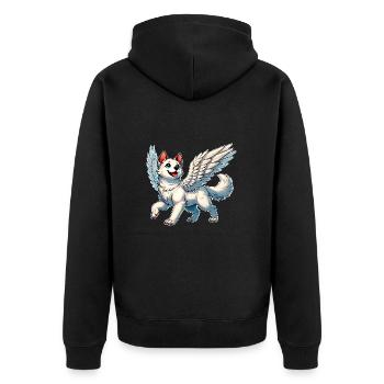 Elégant Husky Ange Ailes Coeur Amour - Veste à capuche bio Premium Unisexe - noir - Dos - Nico (187cm)