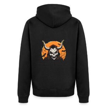 Déguisement de crâne de cornes d’Halloween - Creepy - Veste à capuche bio Premium Unisexe - noir - Dos - Nico (187cm)