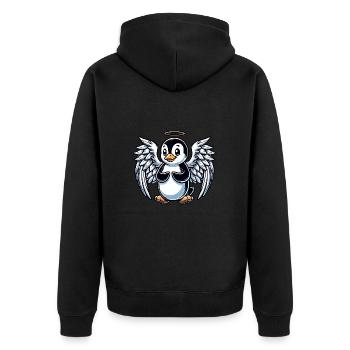 Mignon pingouin dessin animé ange ailes halo - Veste à capuche bio Premium Unisexe - noir - Dos - Nico (187cm)