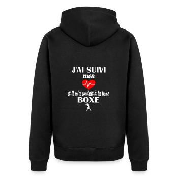 J'ai suivi mon coeur et il m'a conduit à la boxe - Veste à capuche bio Premium Unisexe - noir - Dos - Nico (187cm)