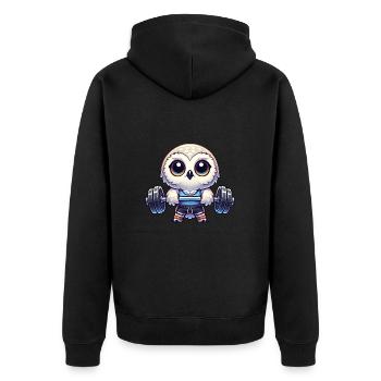 Owl Snow Owl Fitness Workout Barbell - Unisex Premium Organic Zip Hoodie - black - Back - Nico (187cm)