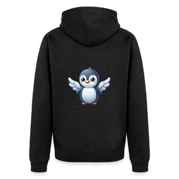 Ange mignon de bande dessinée pingouin avec des ailes - Veste à capuche bio Premium Unisexe - noir - Dos - Nico (187cm)