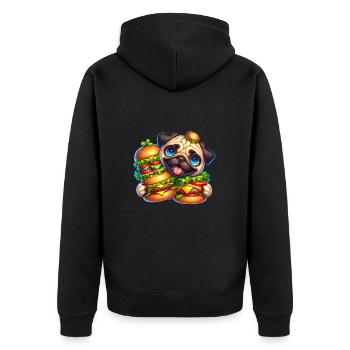 Drôle de carlin burger fast-food avec chapeau - Veste à capuche bio Premium Unisexe - noir - Dos - Nico (187cm)