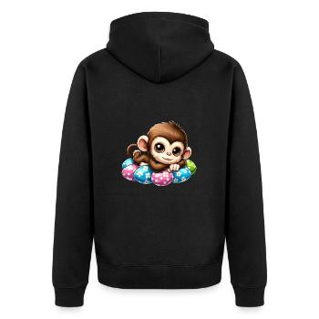 Cute Monkey Easter Eggs Easter Chilling Cartoon - Unisex Premium Organic Zip Hoodie - black - Back - Nico (187cm)