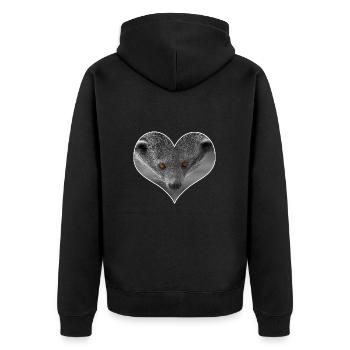 Binturong Herz - Unisex Premium Bio Zip Hoodie - Schwarz - Hinten - Nico (187cm)