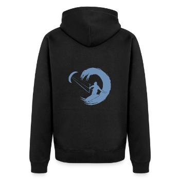 Kitesurfer Silhouette Giant Wave Adventure - Unisex Premium Organic Zip Hoodie - black - Back - Nico (187cm)