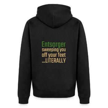 Entsorger Valentinstag Sweeping you - Unisex Premium Bio Zip Hoodie - Schwarz - Hinten - Nico (187cm)