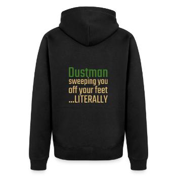 Dustman Valentinstag Sweeping you - Unisex Premium Bio Zip Hoodie - Schwarz - Hinten - Nico (187cm)
