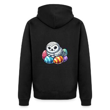 Cute Owl Easter Egg Cartoon Easter Chill - Unisex Premium Organic Zip Hoodie - black - Back - Nico (187cm)