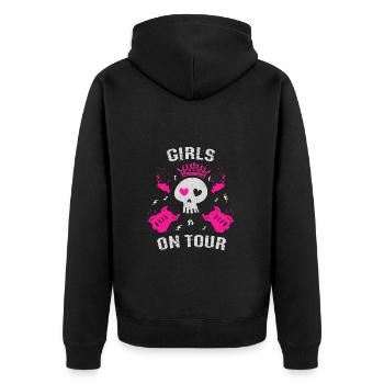 Mädels auf Tour - Unisex Premium Bio Zip Hoodie - Schwarz - Hinten - Nico (187cm)