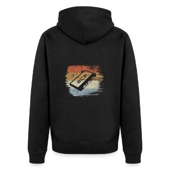 Kassette - Mixtape Audiokassette Magnetband retro - Unisex Premium Bio Zip Hoodie - Schwarz - Hinten - Nico (187cm)