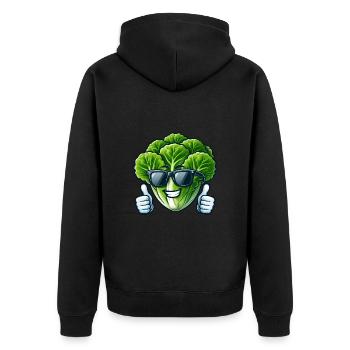 Cooler veganer Salat mit Sonnenbrille Vegetarisch - Unisex Premium Bio Zip Hoodie - Schwarz - Hinten - Nico (187cm)