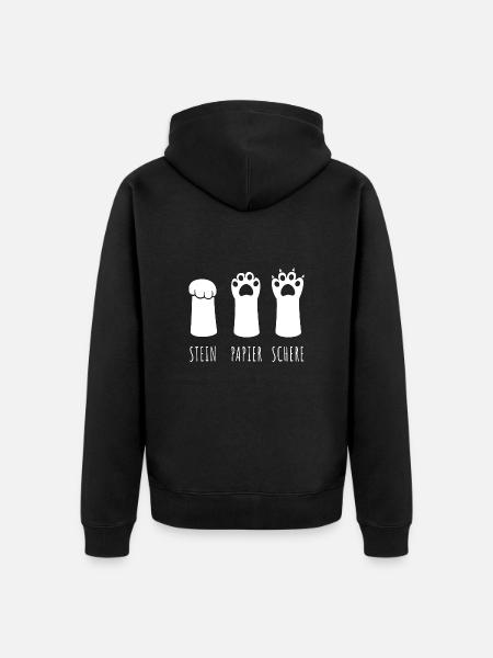 Stein Papier Schere - Katzenpfote - Unisex Premium Bio Zip Hoodie - Schwarz