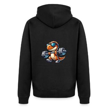 T-Rex Langhantel Training Cartoon Sonnenbrille - Unisex Premium Bio Zip Hoodie - Schwarz - Hinten - Nico (187cm)