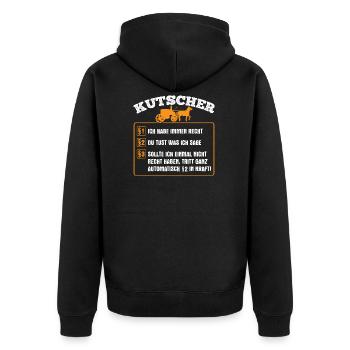 Kutscher Kutsche Geschenkidee - Unisex Premium Bio Zip Hoodie - Schwarz - Hinten - Nico (187cm)