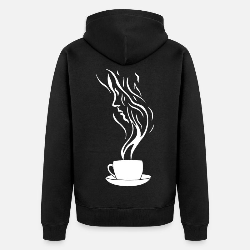 Café et visage humain - Veste à capuche bio Premium Unisexe - noir