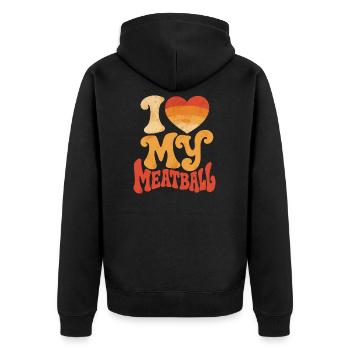 Ich liebe mein Fleischbällchen: Gourmet-Humor - Unisex Premium Bio Zip Hoodie - Schwarz - Hinten - Nico (187cm)