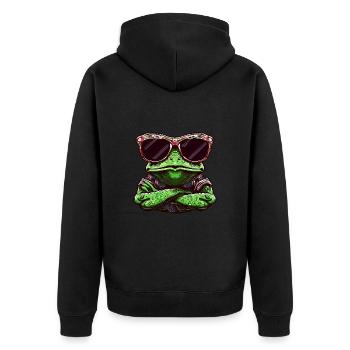 Cool frog with sunglasses bouncer animal desi - Unisex Premium Organic Zip Hoodie - black - Back - Nico (187cm)