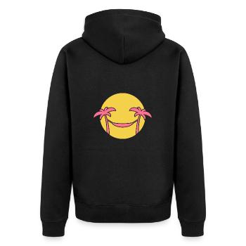 Palmen Hängematte Sommer - Sonne - Urlaub - Unisex Premium Bio Zip Hoodie - Schwarz - Hinten - Nico (187cm)
