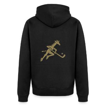 Giraffe Eishockey Silhouette Minimalistisch - Unisex Premium Bio Zip Hoodie - Schwarz - Hinten - Nico (187cm)