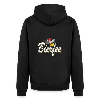Bierfee - Biertrinker - Bier-Cartoon Männertag - Unisex Premium Bio Zip Hoodie - Schwarz - Hinten - Nico (187cm)