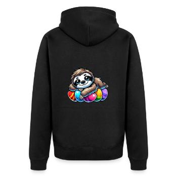 mignon paresseux Pâques oeuf de Pâques dessin animé chilling - Veste à capuche bio Premium Unisexe - noir - Dos - Nico (187cm)