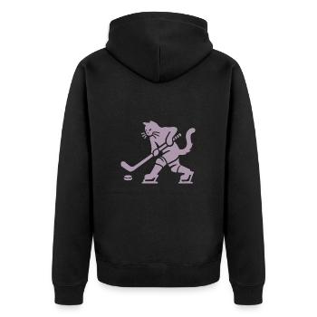 Katze Eishockey Minimalistisch Silhouette Spieler - Unisex Premium Organic Zip Hoodie - black - Back - Nico (187cm)