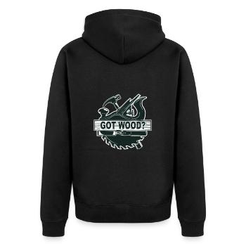 Holzbearbeitung bekam Holz - Unisex Premium Bio Zip Hoodie - Schwarz - Hinten - Nico (187cm)